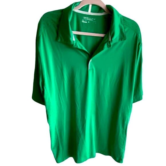Nike Golf Men’s Sz XL Green Dri-fit Contrasting Mesh Breathable Panels Polo - Picture 1 of 4